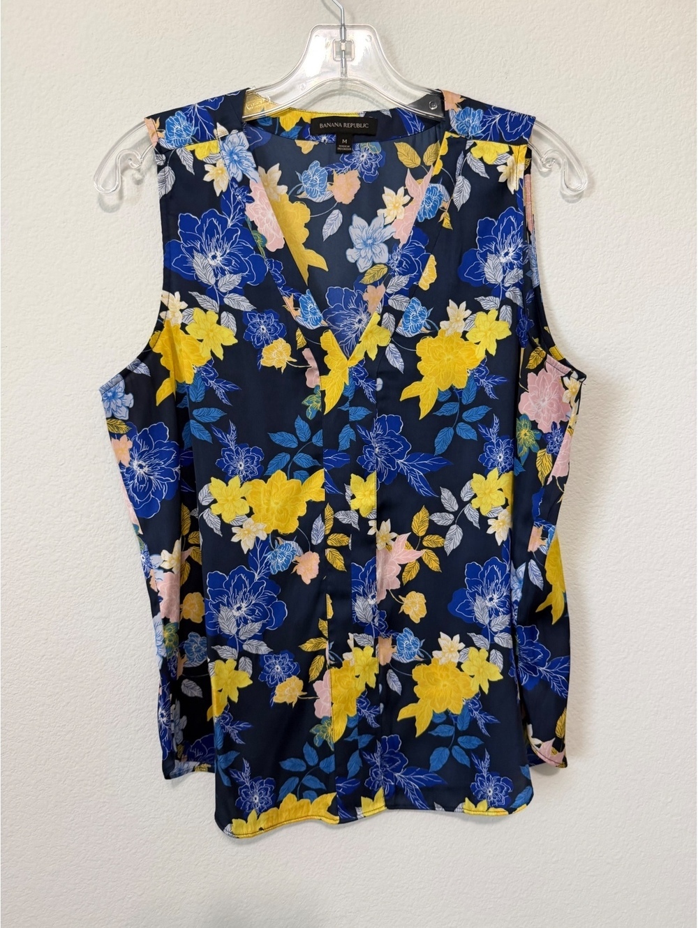 Banana Republic Sleeveless V-Neck Floral Career Blouse Women's Size M